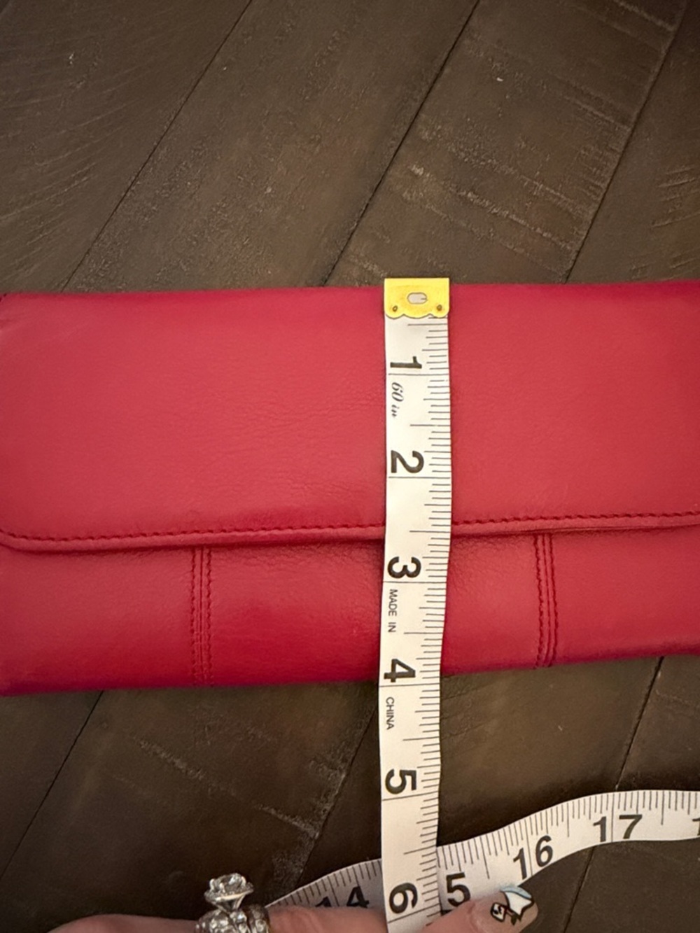 Red Soft Leather Long Wallet for Women - Picture 12 of 14